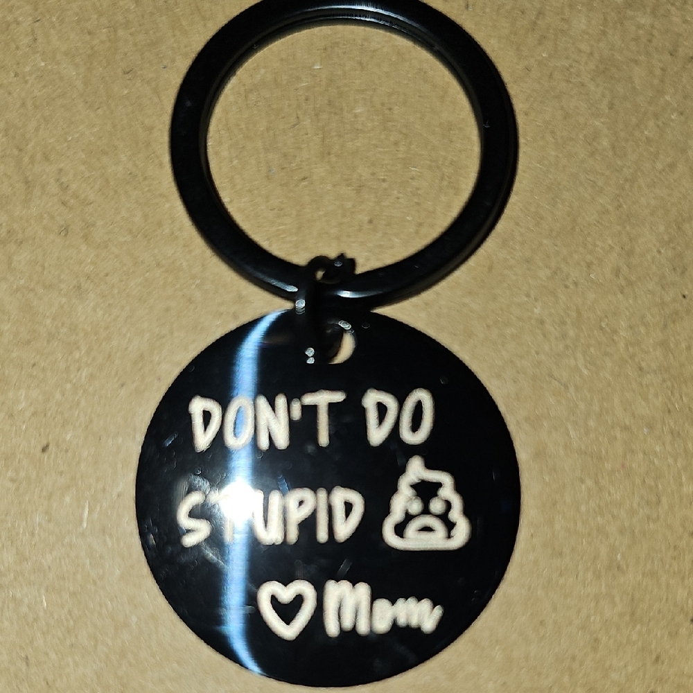 Black Keychain with Engraved Message